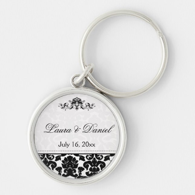 Porte-clés Porte - clé Premium Damask noir et blanc (Devant)