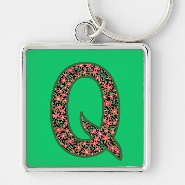 Porte-clés Porte - clé Q monogramme personnalisé, Motif Primr (Devant)
