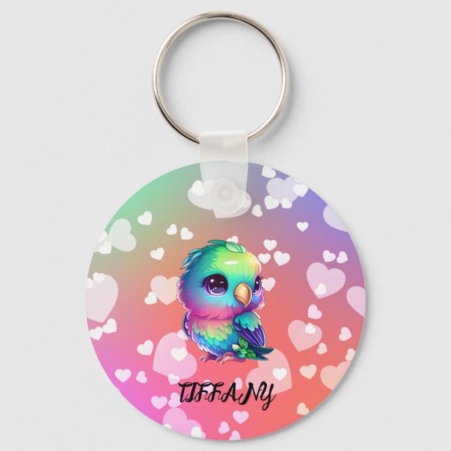 Porte-clés Porte - clé Rainbow et coeurs (Recto)