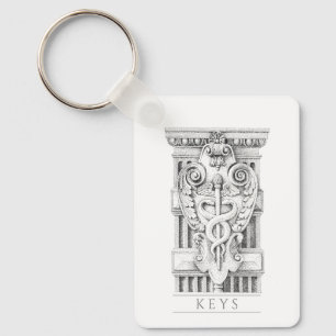 Porte-clés PORTE - CLÉ rectangle en aluminium CADUCEUS