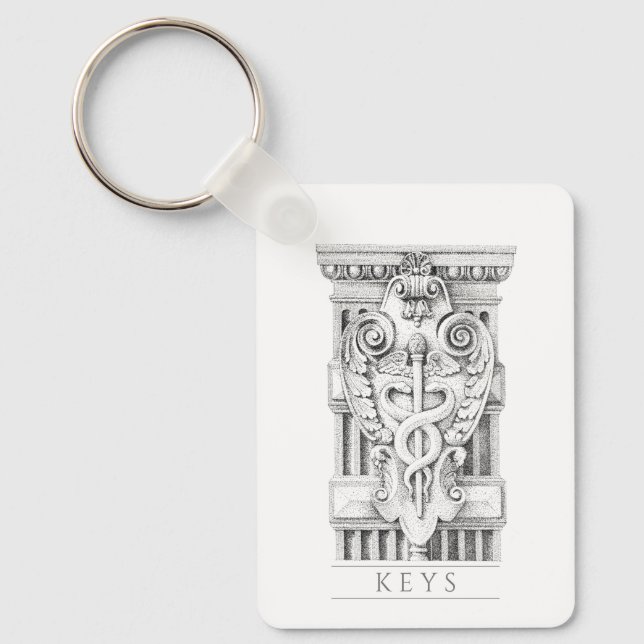 Porte-clés PORTE - CLÉ rectangle en aluminium CADUCEUS (Recto)