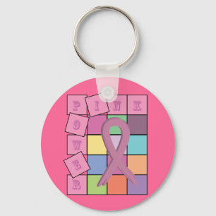 Porte-clés Porte - clé rose de ruban de conscience de cancer