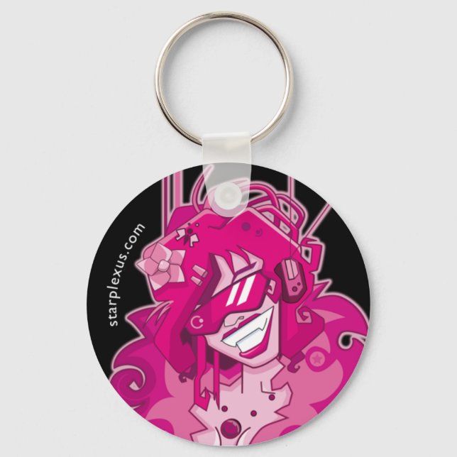 Porte-clés porte - clé rose électrique (Recto)