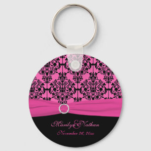 Porte-clés Porte - clé rose et noir Damask
