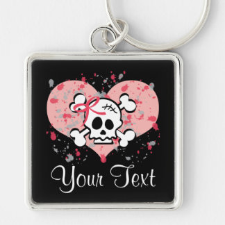 Porte-clés Porte - clé rose personnalisé de crâne d'arc