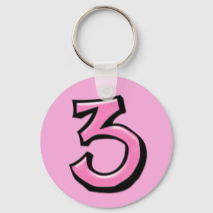 Porte-clés Porte - clé rose Silly Number 3