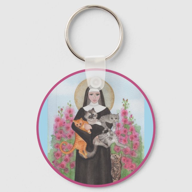 Porte-clés Porte - clé Saint Gertrude Patron St des Chats (Recto)
