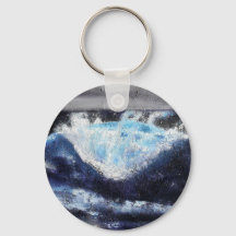 Porte - clé simple vague bleue