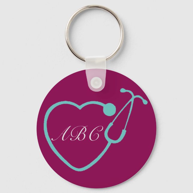 Porte-clés Porte - clé Stethoscope Monogramme Personnalisé (Recto)