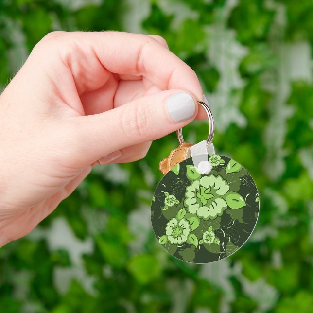 Porte-clés Porte - clé vert floral (Créateur téléchargé)