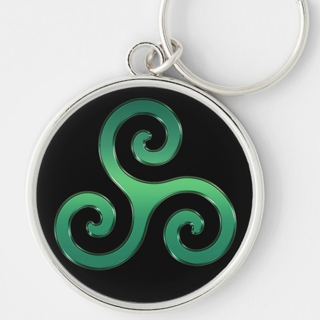 Porte-clés Porte - clé vert irlandais de Triskelion de Celtic (Devant)