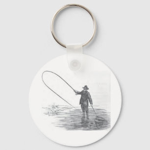 Porte-clés Porte - clé vintage d'art de pêche de mouche