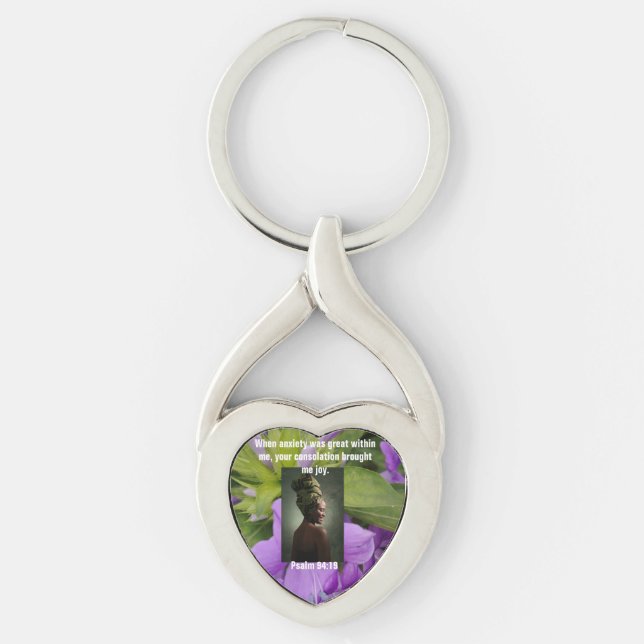 Porte-clés porte - clé, violet, vert, prière, protection, (Devant)