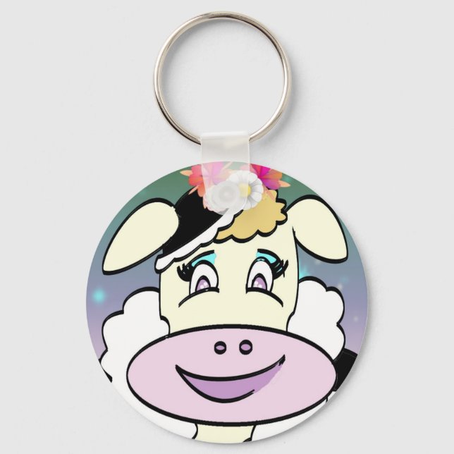Porte-clés porte clés basique "portrait de vache" (Recto)