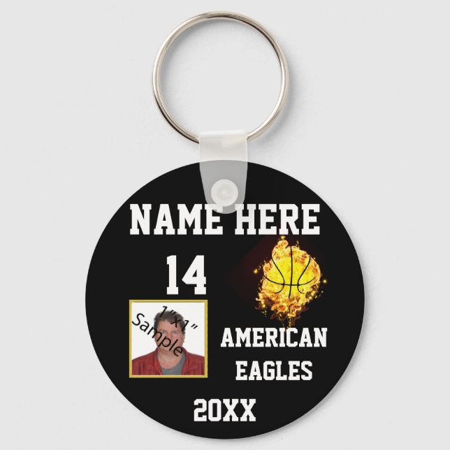 Porte-clés Porte - clés de basket-ball avec photo flamme (Recto)