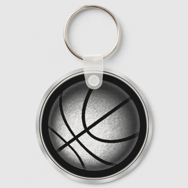 Porte-clés Porte - clés de basketball noir et argent (Recto)