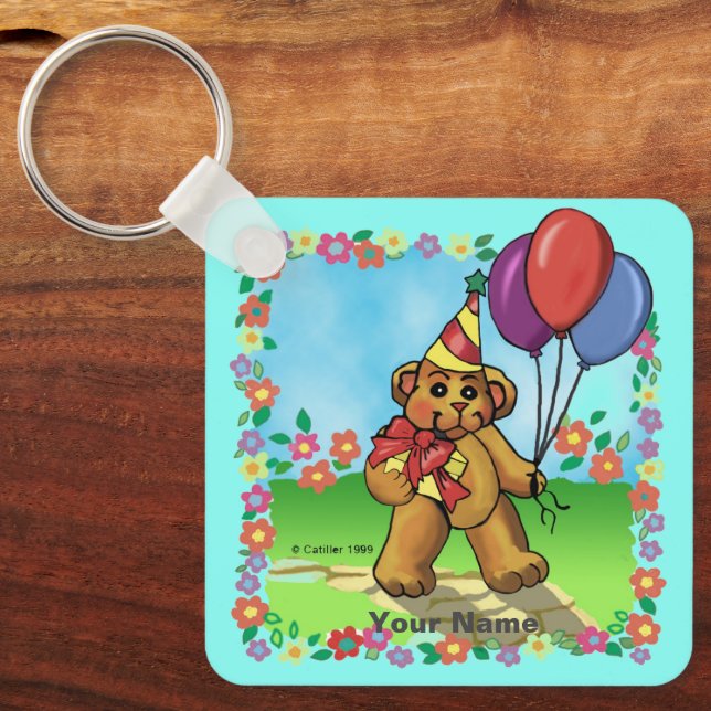 Porte-clés Porte - clés de l'ours de fête d'anniversaire (Recto)