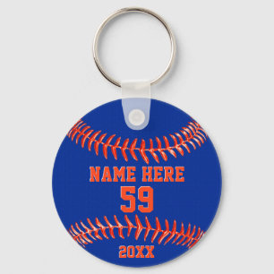 Porte-clés Porte - clés de softball personnalisés bleu et ora