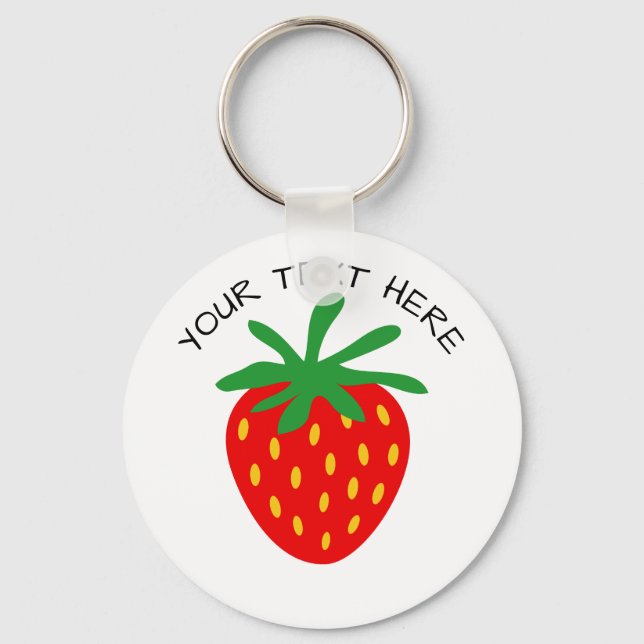 Porte-clés Porte - clés sur mesure fraise rouge bouton rond (Recto)