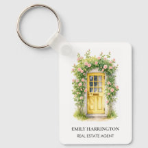 Porte jaune aquarelle Logo Agent immobilier