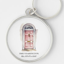 Porte Rose Aquarelle Logo Agent Immobilier