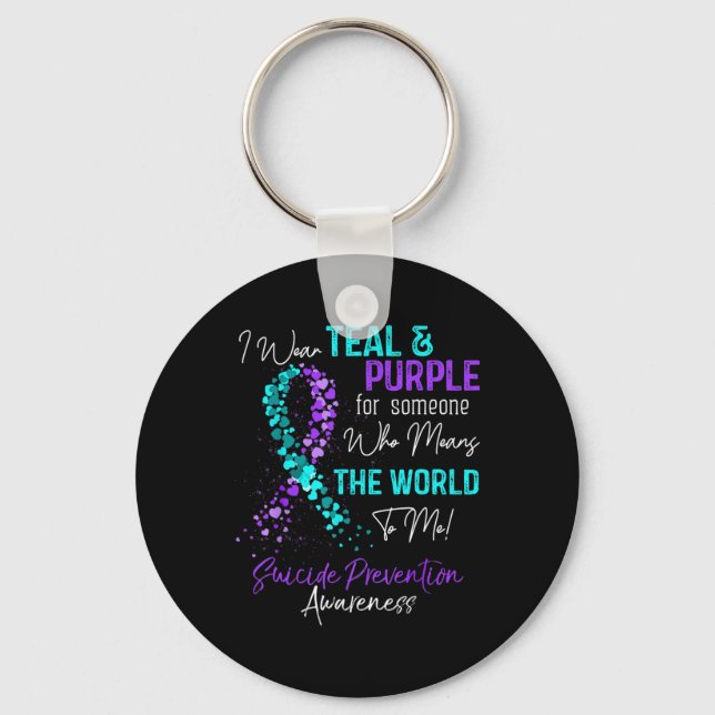 Porte-clés Porter Une Sensibilisation Turquoise Et Violente À (Recto)