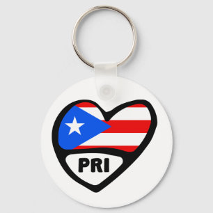 Porte-clés Porto Rico Code Pays Drapeau Clavier Coeur, PRI