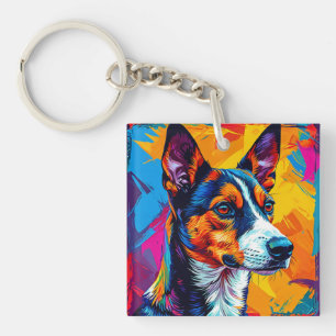 Porte-clés Portrait abstrait de chien Basenji