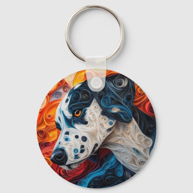 Porte-clés Portrait coloré de chien dalmate (Recto)
