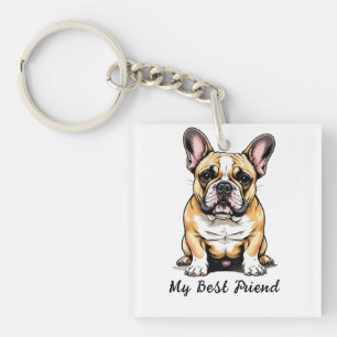 Porte-clés Portrait de Bouledogue Français Coloré