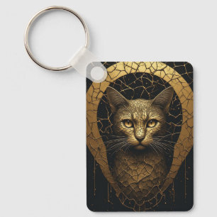 Porte-clés Portrait de chat élégant avec lignes de réparation