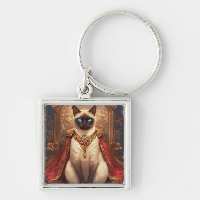 Porte-clés Portrait de chat majestueux Royal Siamese (Devant)