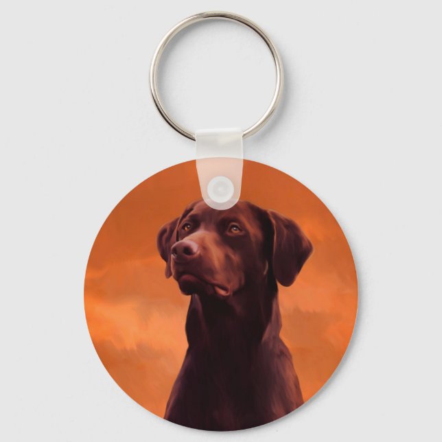Porte-clés Portrait de chien du Labrador noir (Recto)