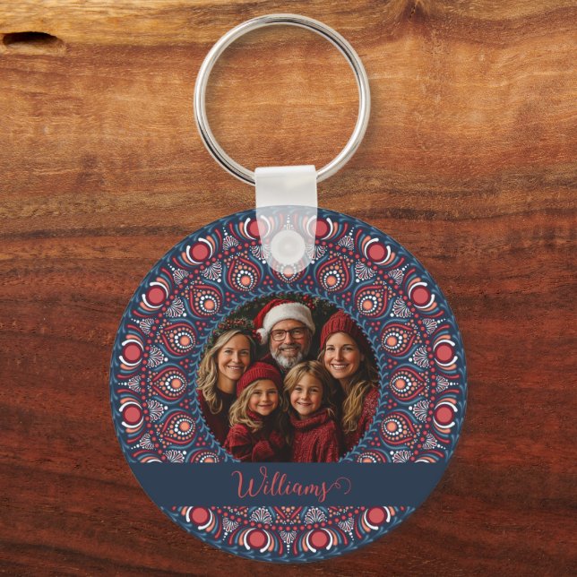 Porte-clés Portrait de famille personnalisé Russet Christmas  (Recto)