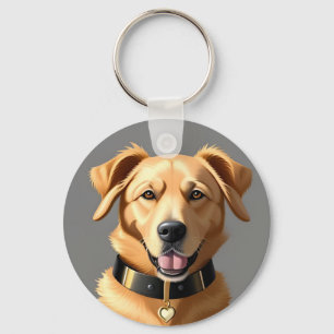 Porte-clés Portrait de Golden Retriever portant un collier no
