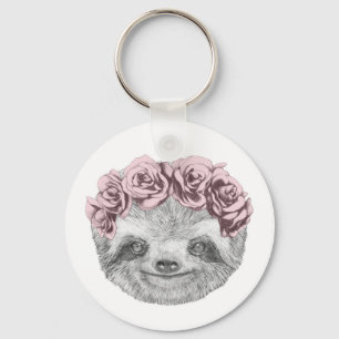Porte-clés Portrait de guirlande principale florale de la