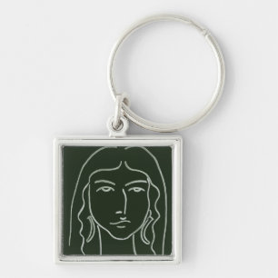 Porte-clés Portrait de malachite avec de longs cheveux