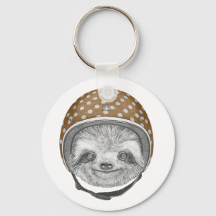 Porte-clés Portrait De Sloth   Casque moto