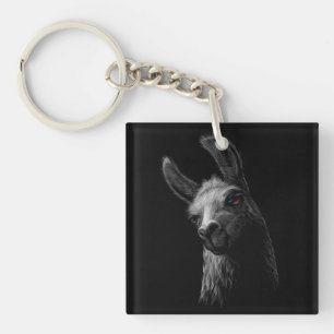 Porte-clés Portrait Head Cute Llama avec un Arrière - plan no