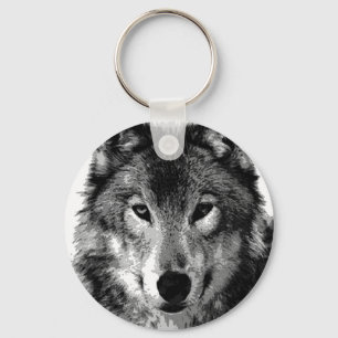 Porte-clés Portrait noir et blanc Wolf