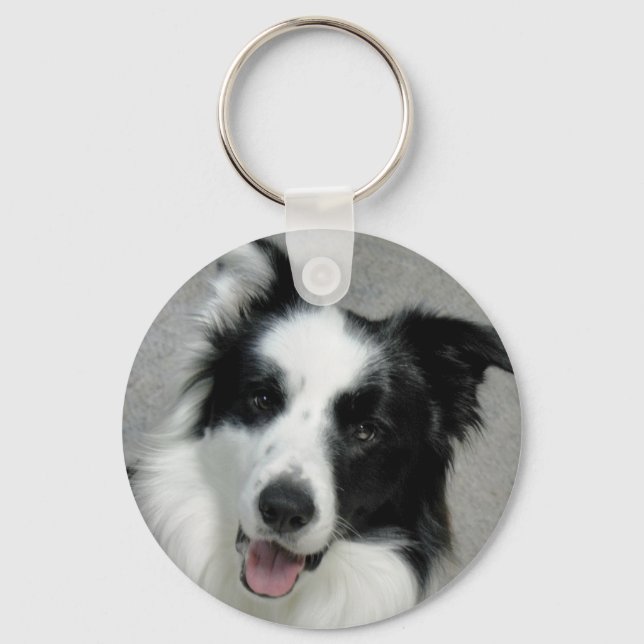 Porte-clés Portrait photo Collie Bordure (Recto)