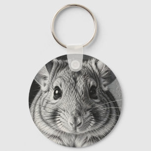 Porte-clés Portrait Réaliste de Chinchilla au Crayon