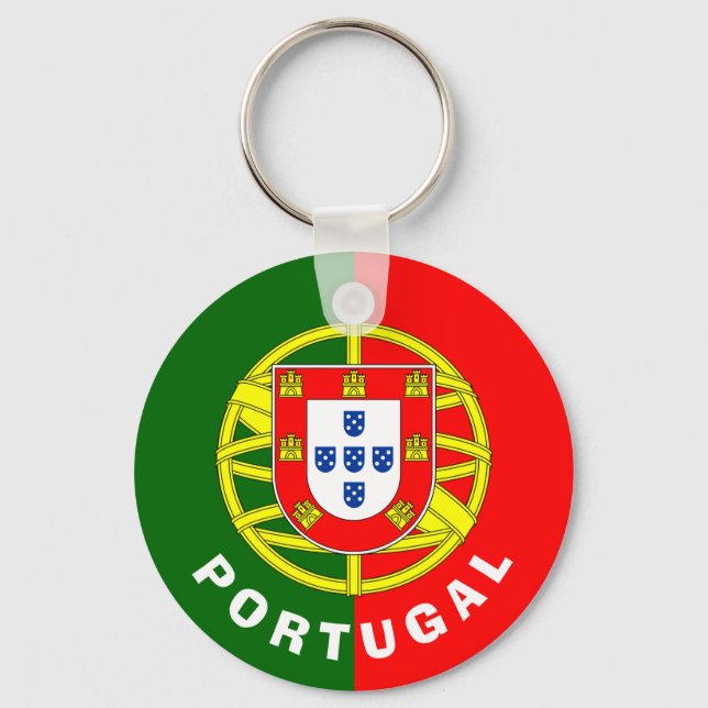 Porte-clés Portugal Inscription Drapeau d'armoiries Vert Roug (Recto)