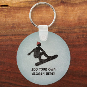 Porte-clés Pose d'action Snowboarder - look grunge - votre te