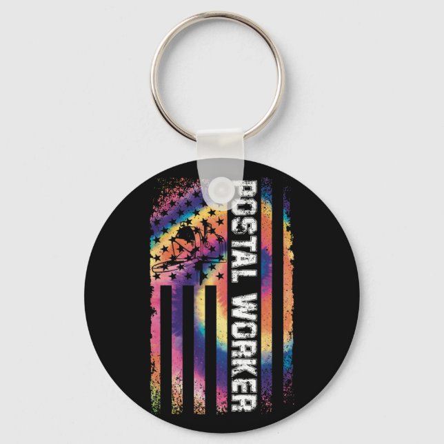 Porte-clés Postal Worker American Flag Tie Dye Mail Carrier (Recto)
