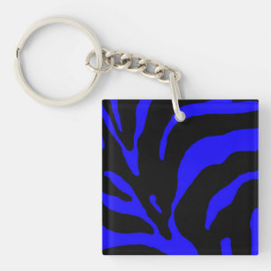 Porte-clés Poster de animal en bande bleu Zebra