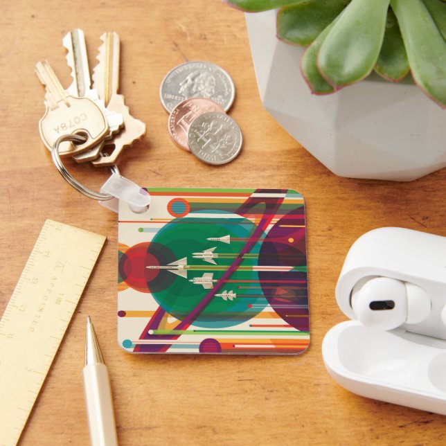 Porte-clés Poster de Voyage Espace Rétro - Système Solaire Gr (Bureau)