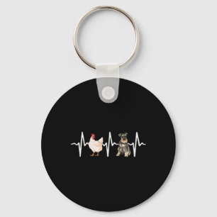 Porte-clés Poule Poule Schnauzer Miniature Battement de coeur