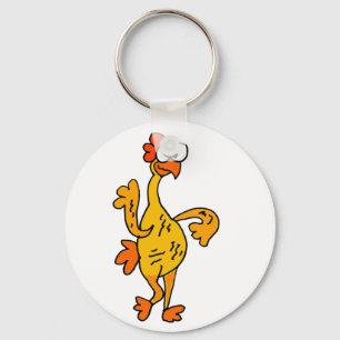 Porte-clés Poulet drôle en caoutchouc de danse