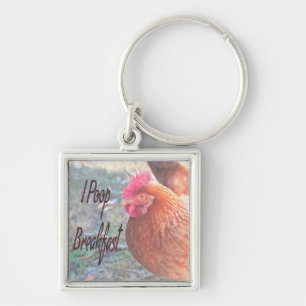 Porte-clés Poulet I poop Petit déjeuner Humour amusant